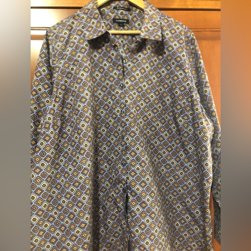 Lands’ End Periwinkle Printed Long Sleeve Blouse Size 3X